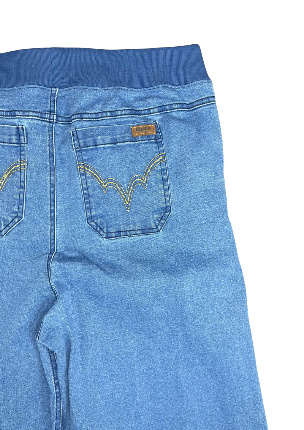 43823B jean índigo silueta amplia, bota ancha moda.