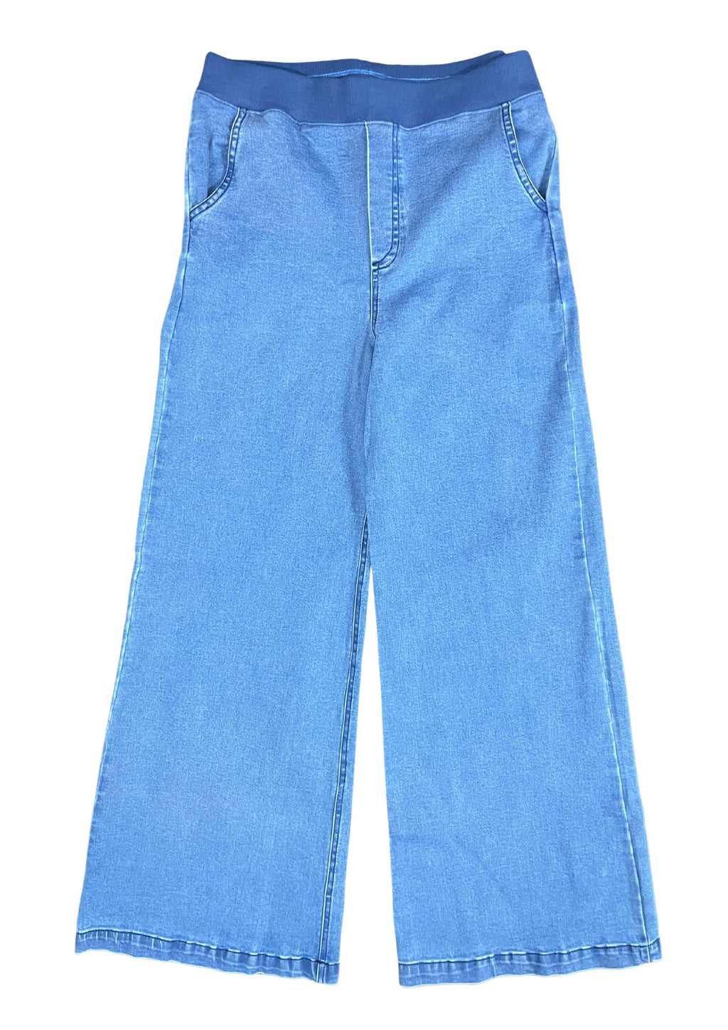 43823B jean índigo silueta amplia, bota ancha moda.