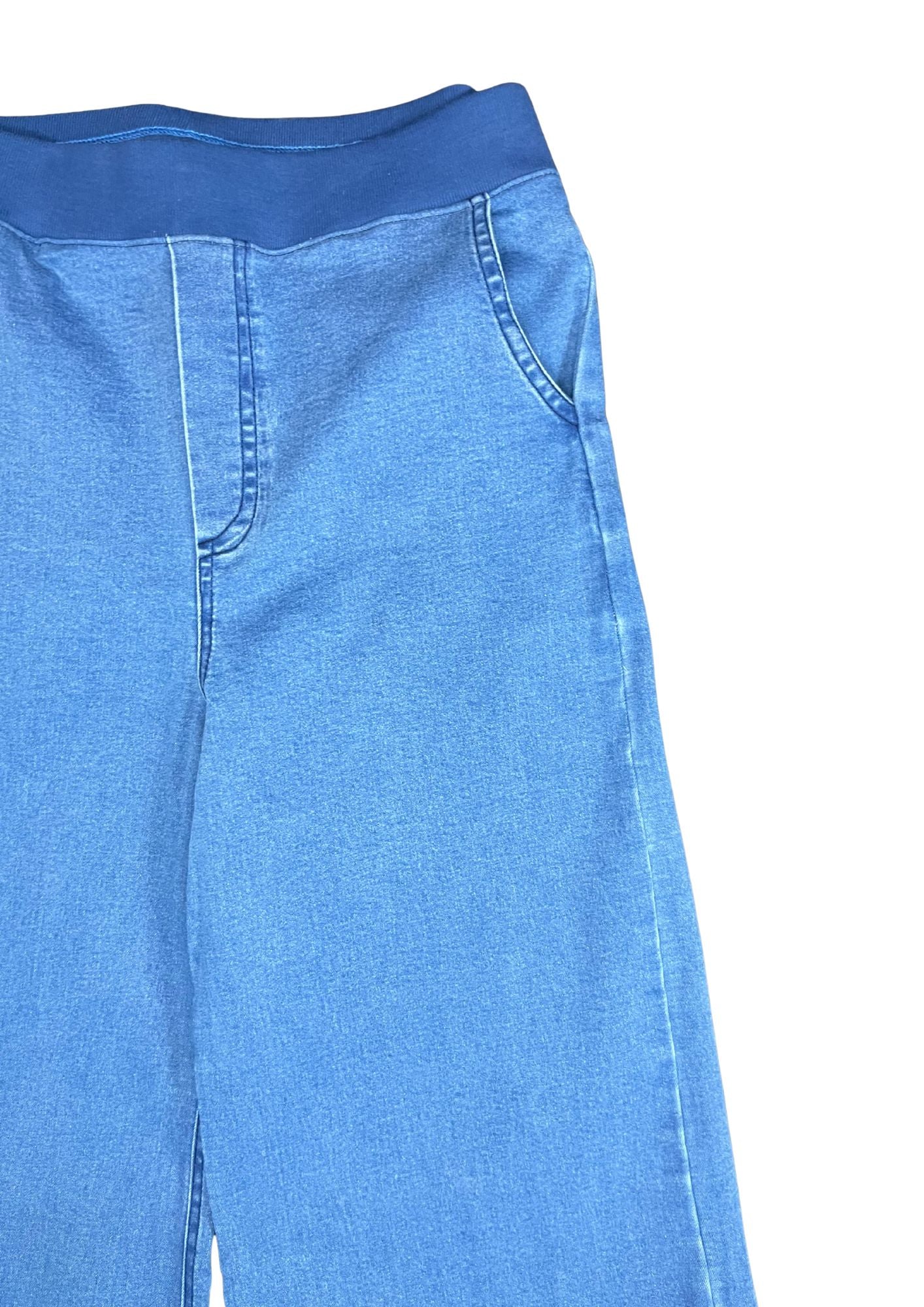 43823B jean índigo silueta amplia, bota ancha moda.