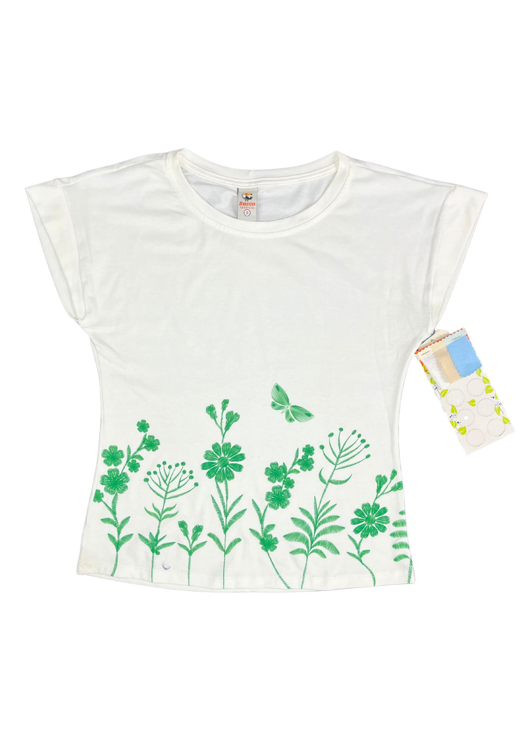 23281B camiseta silueta ajustada, estampado floral.