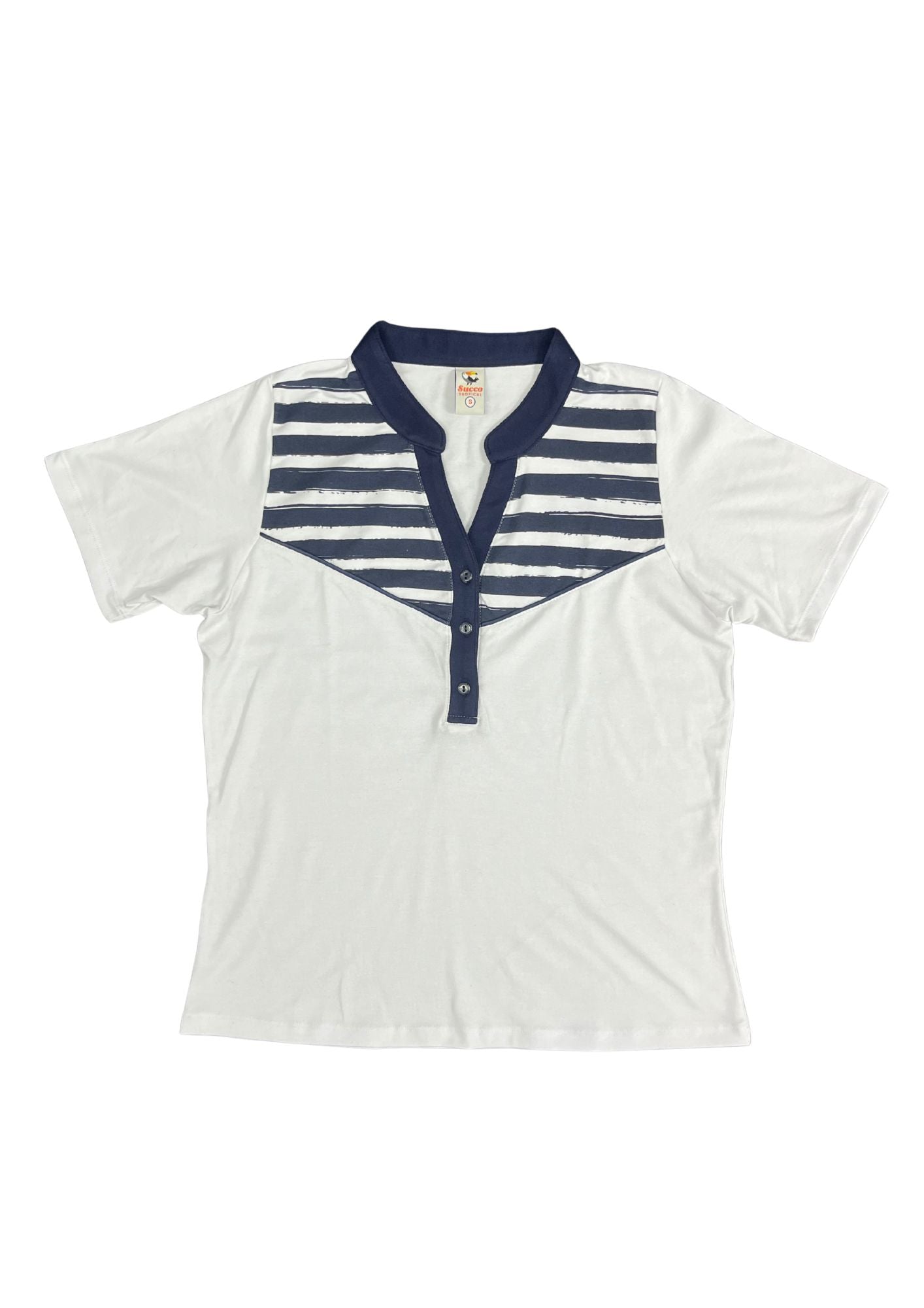 23743B camiseta silueta amplia, cuello deportivo.