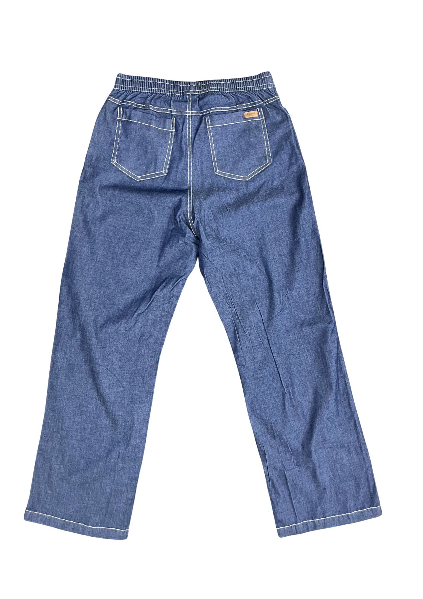 43810C jean índigo silueta amplia, corte recto.