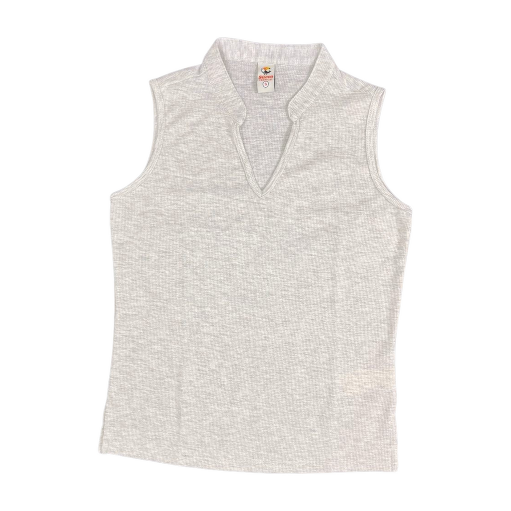 23608M blusa silueta amplia, cuello nerú, escote V.