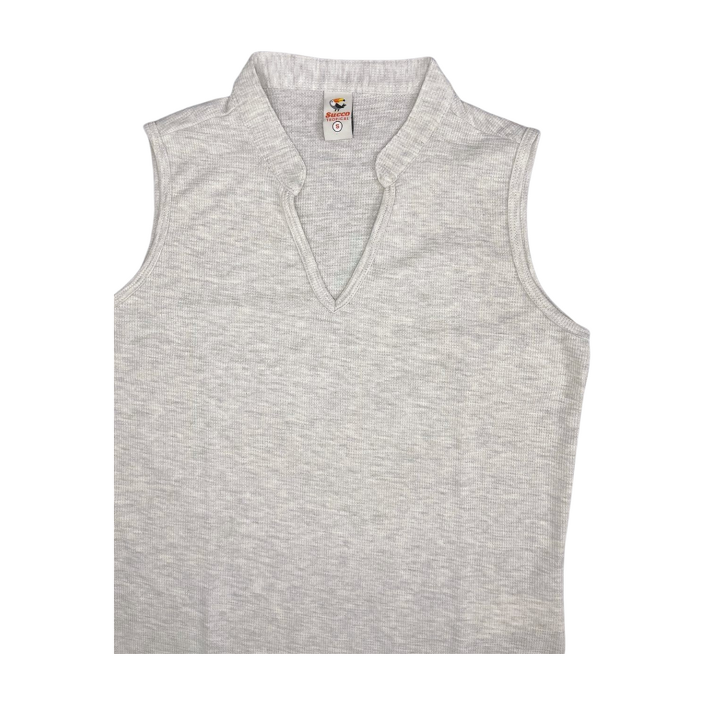 23608M blusa silueta amplia, cuello nerú, escote V.