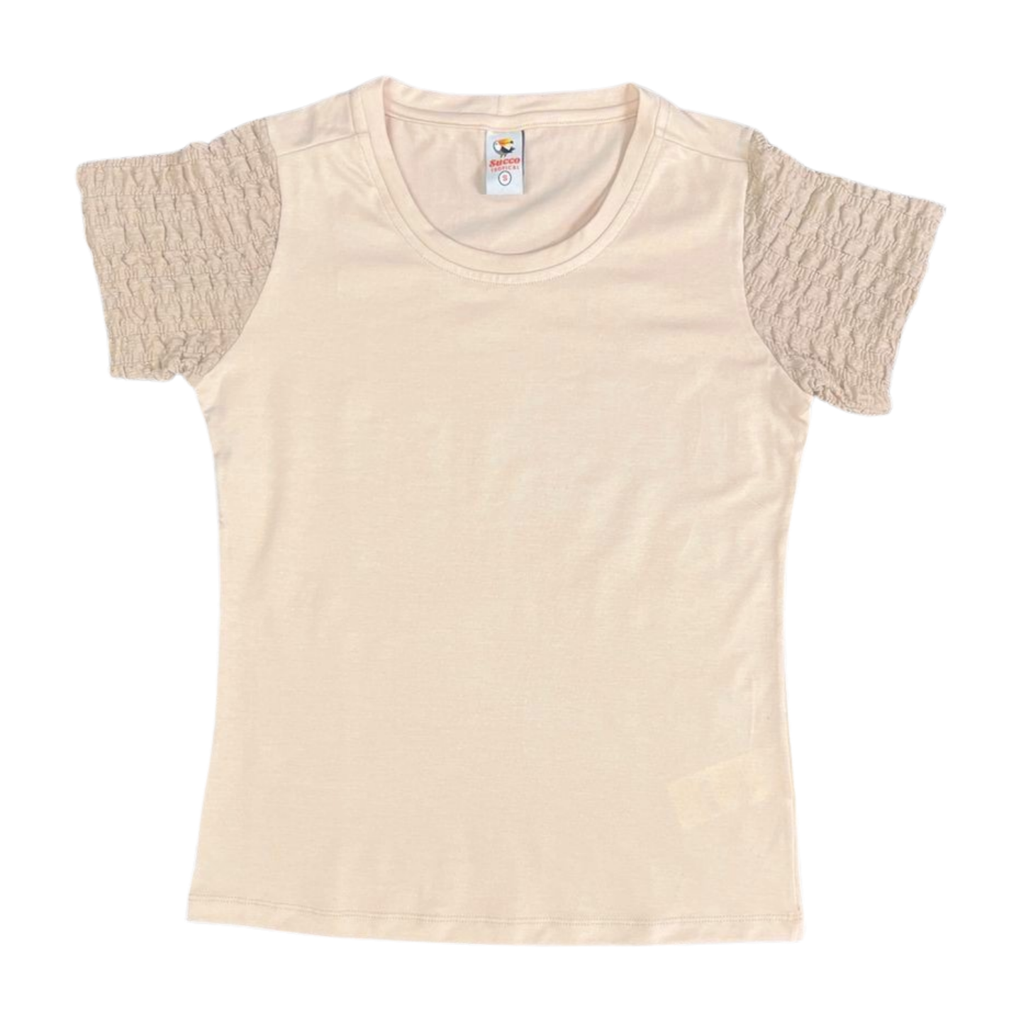 23277B camiseta silueta ajustada, mangas texturizadas.