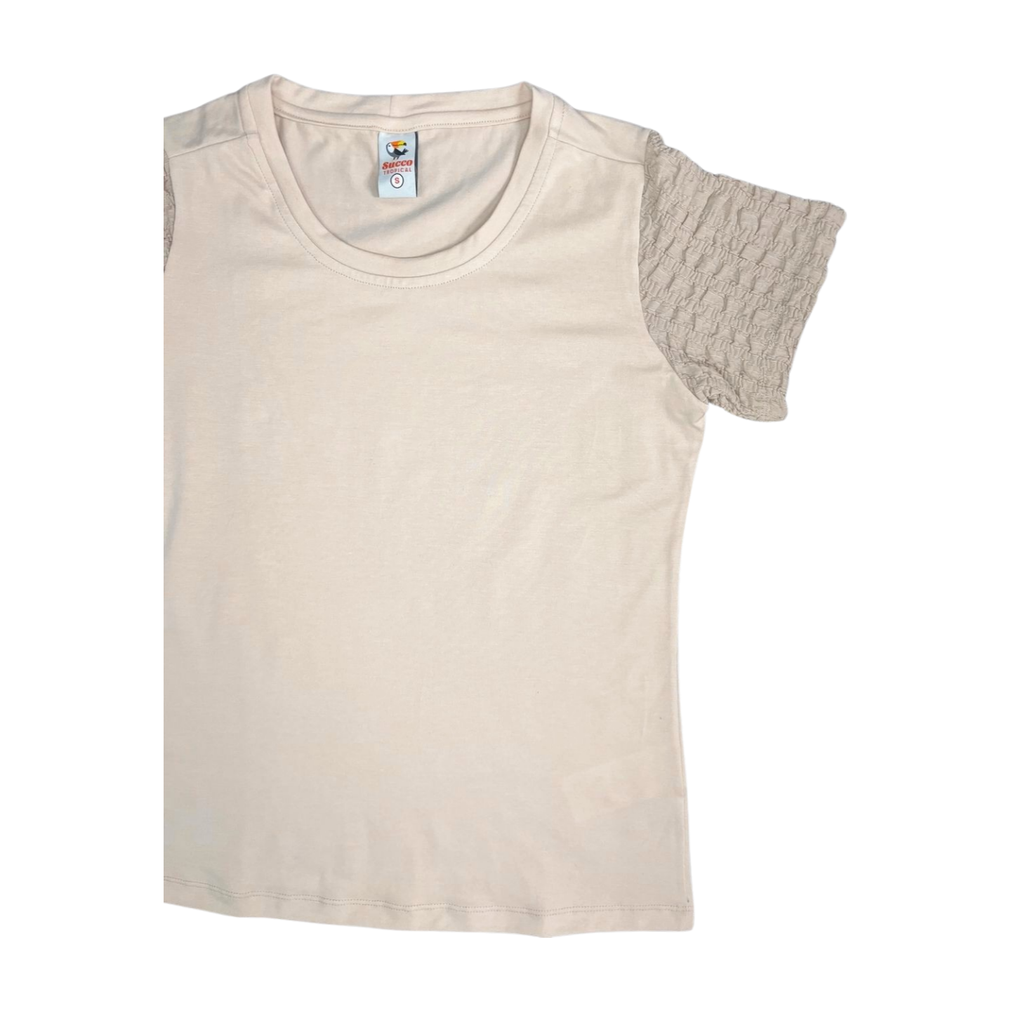 23277B camiseta silueta ajustada, mangas texturizadas.