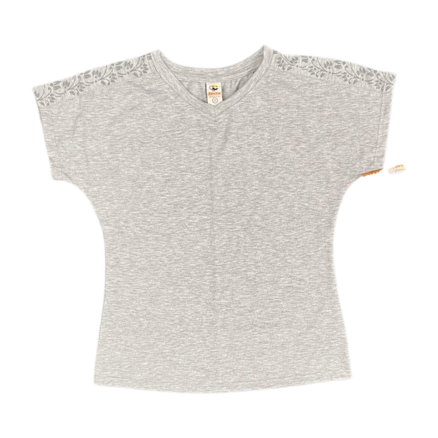 23475A camiseta silueta ajustada, bordado floral.